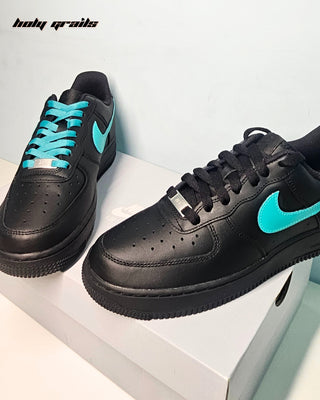 Custom Air Force 1 x Tiffany Kicks Sneakers - Front Close On Box