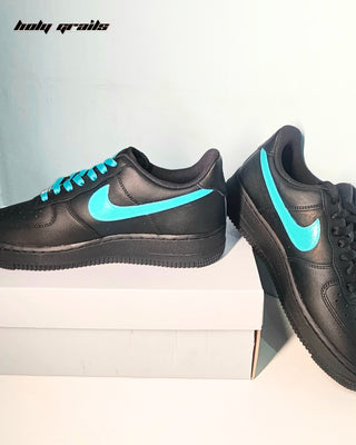 Custom Air Force 1 x Tiffany Kicks Sneakers - On Box Sides