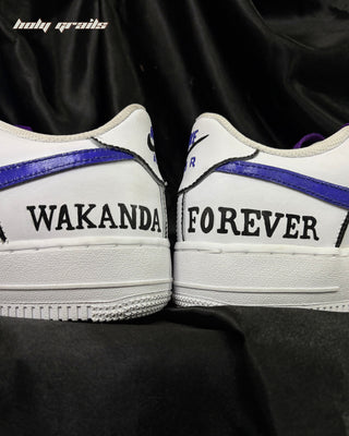 Custom Air Force 1 x Wakanda Forever Marvel Theme Sneaker - Back Inner Side Close Up