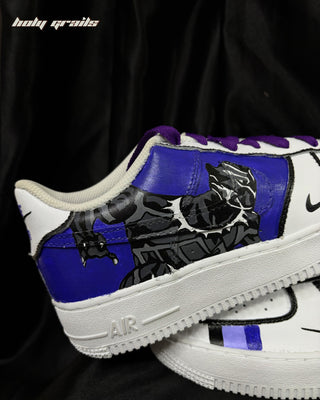 Custom Air Force 1 x Wakanda Forever Marvel Theme Sneaker - Public Side 1 Close Up
