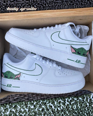 Custom Air Force 1 x Yoda TV Series & Movies Theme Sneaker - Public Sides in Box Close
