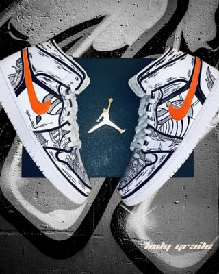 Custom Air Jordan 1 Mid x Insanity Abstract Theme Sneaker - Sides 1