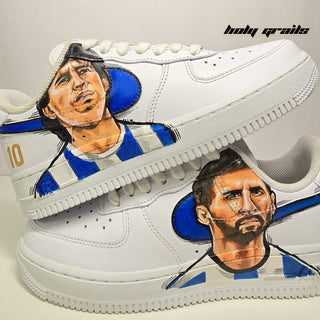 Custom Air Force 1 x Messi's Drip Football Sports Theme Hand Painted Sneaker - Outer Sides