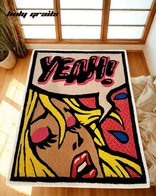 'Freaky Pop' Hand Tufted Rug Over Floor