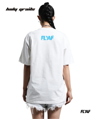 Girl in Street Style 'Legends Only' White 240 GSM 100% Cotton Puff Printed Oversize Tee HG x FLYAF - Back