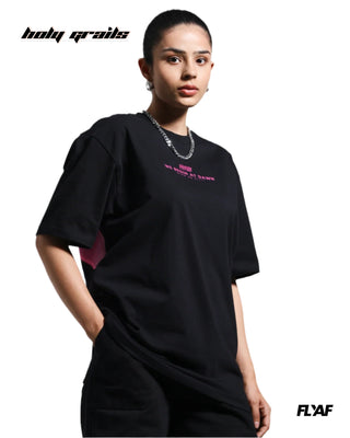 Girl in Street Style 'Night Club' Black 240 GSM 100% Cotton Puff Printed Oversize Tee HG x FLYAF - Front