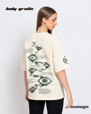 Girl in Street Style 'Tattva' Cream Graphic Printed Oversize Tee HG x One0eight - Back