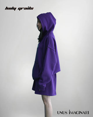 Girl in Streetwear 'Purpled' 340 GSM 100% Cotton Hoodie & Shorts Winter Co-ord Set HG x Unus Imaginari - Side 2