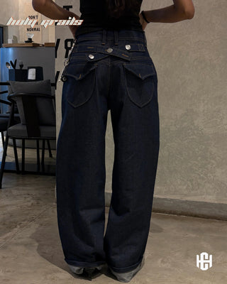Girl in 'Vogue' Indigo Blue Wash Premium Denims Wide Fit Jeans HG x Charactr - Back