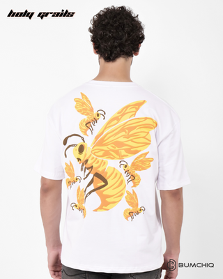 Guy in Streetwear Style 'Bee' White 240 GSM French Terry Cotton T-Shirt - Back