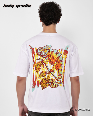 Guy in Streetwear Style 'Chameleon' White 240 GSM French Terry Cotton T-Shirt - Back