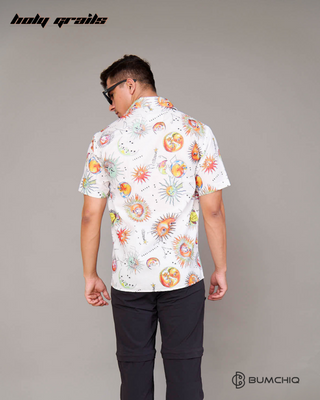 Guy in Streetwear Style 'DreamScape White' Cotton Shirt - Back