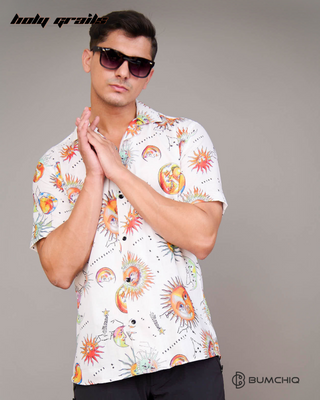 Guy in Streetwear Style 'DreamScape White' Cotton Shirt - Front