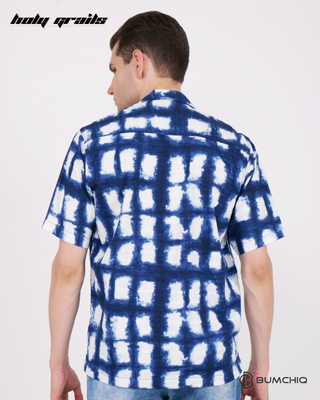 Guy in Streetwear Style 'Livin La Blue' Poplin Shirt - Back