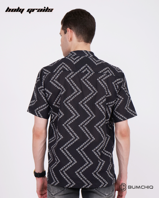 Guy in Streetwear Style 'Moroccan Black' Rayon Shirt - Back