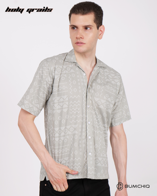 Guy in Streetwear Style 'Mystique Grey' Cotton Shirt - Front Hand in Pocket