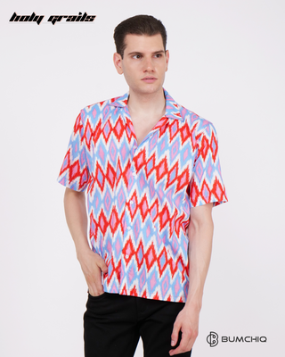 Guy in Streetwear Style 'Pochumpally Ikat' Multi-color Cotton Shirt - Front Hand in Pocket