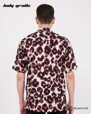 Guy in Streetwear Style 'Purple Leopard' White Poplin Shirt - Back