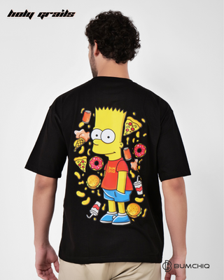 Guy in Streetwear Style 'Simpson' Black 240 GSM French Terry Cotton T-Shirt - Back