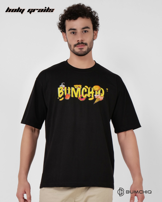 Guy in Streetwear Style 'Simpson' Black 240 GSM French Terry Cotton T-Shirt - Front
