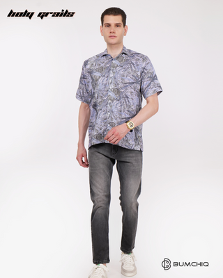 Guy in Streetwear Style 'Tee Green' Grey Imported Fabric Shirt - Front