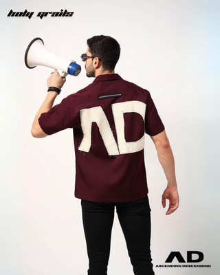 Guy in Streetwear Style 'The Editable' Wine 250 GSM Cotton Shirt - Back