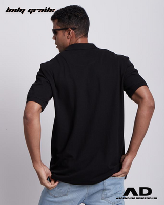 Guy in Streetwear Style 'The Polo' Black Oversized 280GSM Terry Knit Matty Cotton T-Shirt  - Back