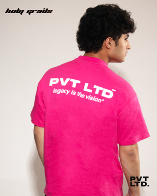 Guy in Streetwear Style 'The Shahrukh' Pink Oversized 240 GSM Cotton T-Shirt - Back