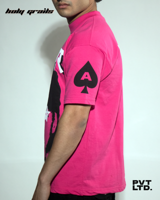 Guy in Streetwear Style 'The Shahrukh' Pink Oversized 240 GSM Cotton T-Shirt - Side