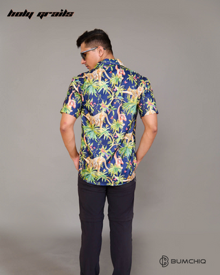 Guy in Streetwear Style 'Wild Harmony Jungle' Multi-Color Cotton Shirt - Back