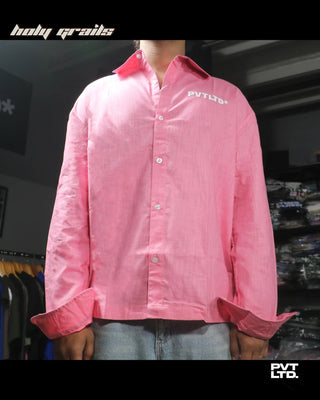 Guy in Street Style Pink Linen Cotton Blend Unisex Relaxed Fit Full Sleeve Shirt HG x Pvt Ltd - Front