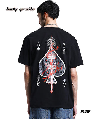 Guy in Street Style 'Ace of Spades' Black 240 GSM 100% Cotton Puff Printed Oversize Tee HG x FLYAF - Back