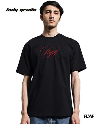 Guy in Street Style 'Ace of Spades' Black 240 GSM 100% Cotton Puff Printed Oversize Tee HG x FLYAF - Front