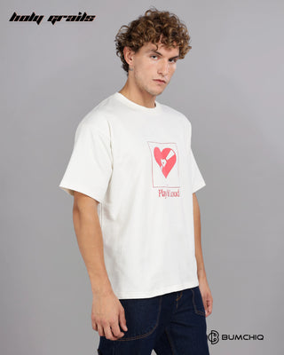 Guy in Street Style 'Adore You' White 240 GSM 100% Terry Cotton Screen Printed Oversize Graphic Tee HG x Bumchiq - Side 2