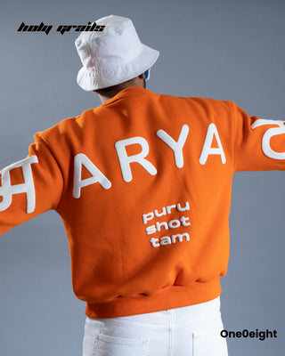 Guy in Street Style 'AspireMaryada' Orange 350 GSM 100% Cotton Biowash Puff Print Oversize Sweatshirt HG x One0eight - Back