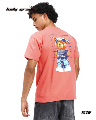 Guy in Street Style 'Bad Influence' Peach 240 GSM 100% Cotton Puff Printed Oversize Tee HG x FLYAF - Back