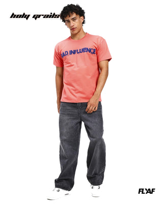 Guy in Street Style 'Bad Influence' Peach 240 GSM 100% Cotton Puff Printed Oversize Tee HG x FLYAF - Front Full