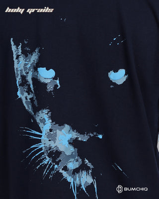 Guy in Street Style 'Big Dawgs' Black 240 GSM 100% Terry Cotton Screen Printed Oversize Graphic Tee HG x Bumchiq - Back Print Close Up