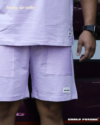 Guy in Street Style 'Cosmic Lilac Necessary' Purple 290 GSM 100% Terry Cotton Heavy Shorts HG x Early Future - Front