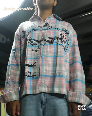 Guy in Street Style 'Cupid Love Flannel' Multi Color Unisex Printed Relaxed Fit Shirt HG x Pvt Ltd - Front