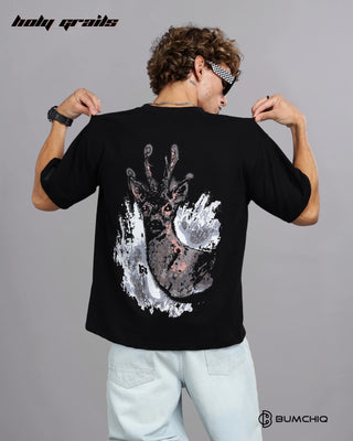 Guy in Street Style 'Deer' Black 240 GSM 100% Terry Cotton Screen Printed Oversize Graphic Tee HG x Bumchiq - Back