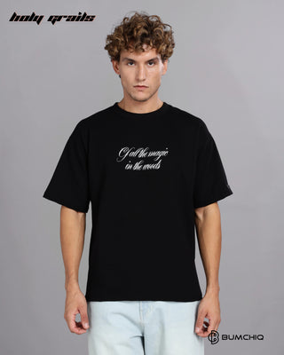 Guy in Street Style 'Deer' Black 240 GSM 100% Terry Cotton Screen Printed Oversize Graphic Tee HG x Bumchiq - Front