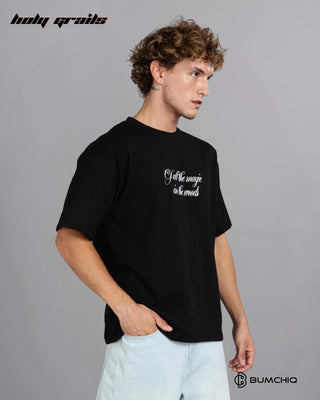 Guy in Street Style 'Deer' Black 240 GSM 100% Terry Cotton Screen Printed Oversize Graphic Tee HG x Bumchiq - Side 2