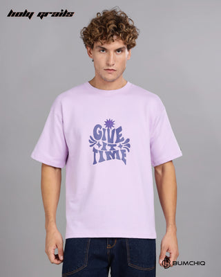 Guy in Street Style 'Fake Make' Pink 240 GSM 100% Terry Cotton Screen Printed Oversize Graphic Tee HG x Bumchiq - Front