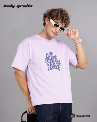 Guy in Street Style 'Fake Make' Pink 240 GSM 100% Terry Cotton Screen Printed Oversize Graphic Tee HG x Bumchiq - Front Side