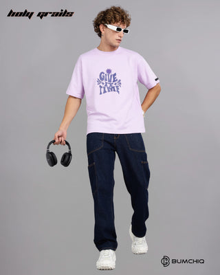 Guy in Street Style 'Fake Make' Pink 240 GSM 100% Terry Cotton Screen Printed Oversize Graphic Tee HG x Bumchiq - Front Full