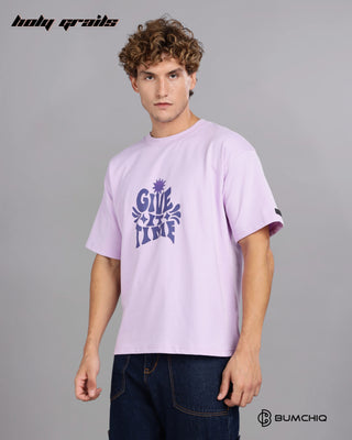 Guy in Street Style 'Fake Make' Pink 240 GSM 100% Terry Cotton Screen Printed Oversize Graphic Tee HG x Bumchiq - Side 2