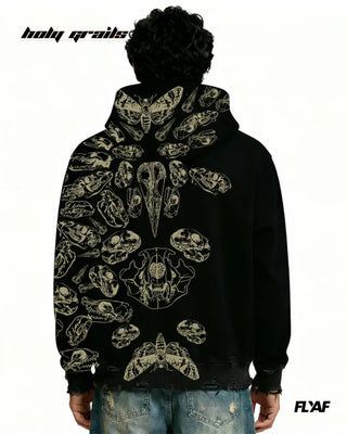 Guy in Street Style 'Fractured Pulse' Black 360 GSM 100% Cotton Puff Printed Oversized Zipper Hoodie HG x FLYAF - Back