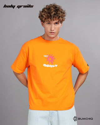 Guy in Street Style 'God's Got This' Orange 240 GSM 100% Terry Cotton Screen Printed Oversize Graphic Tee HG x Bumchiq - Front