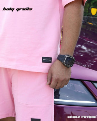 Guy in Street Style 'Heatwave Pink Necessary' 290 GSM 100% Terry Cotton Heavy Shorts HG x Early Future - Front
